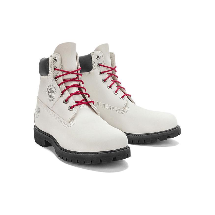 Timberland Premium Series Leather Waterproof Durable Classic Slip-Resistant Short Boots Men boots Gray White A5S4G