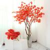Fireproof Red Maple Simulation Leaves for Mall Decoration – Fake Green Leaf Branches, Flame Retardant.