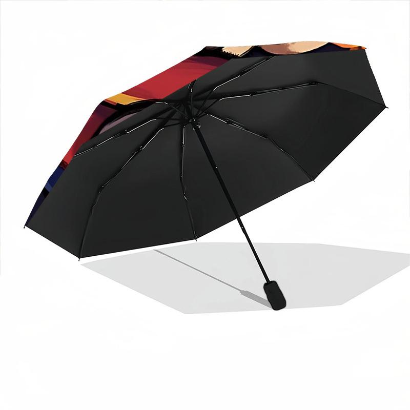 1PC Mario, Fire Automatic Folding Umbrella - Compact 8-Rib Design, Durable Plastic & Iron, Daily Use F010615
