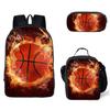 Set Scolastico Tre Pezzi Zaino Borsa Portapenne Borsa Pranzo Zaino con Immagini Street Tide Pallacanestro Calcio Set Zaino