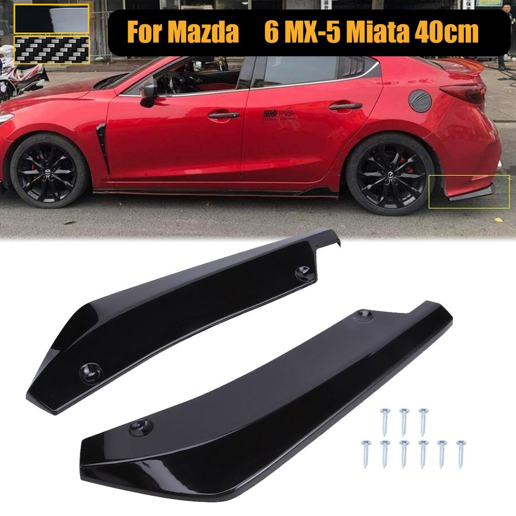 2PCS Rear Bumper Splitter Side Spoiler Canards Diffuser Cover Trim Sticker Universal For Mazda 6 MX-5 Miata Car