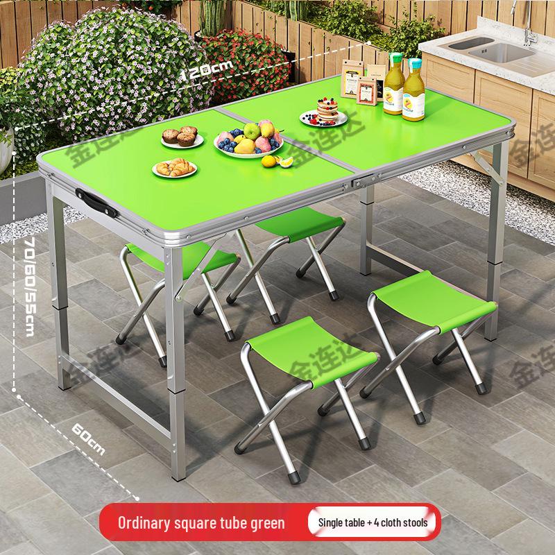 Portable Aluminum Folding Table for Outdoor Dining and Market Stalls - Adjustable and Compact