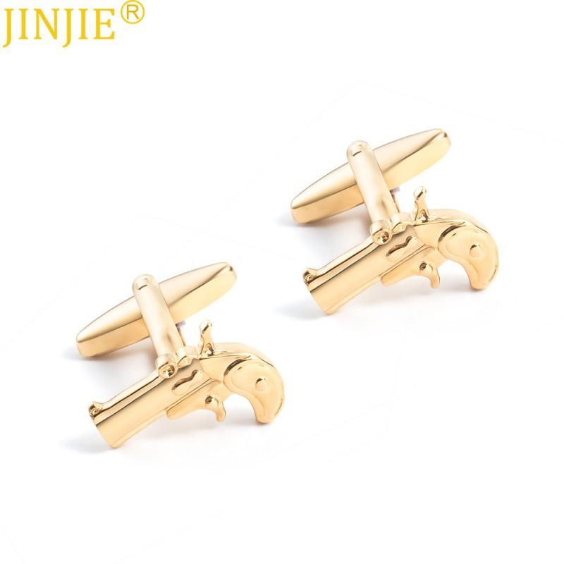 High End Electroplated Gold Silver Signal Gun Copper Cufflinks Men's French