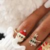 6pcs/Set Dripping Oil Enamel Santa Claus Ring Christmas Tree Xmas Jewelry Ornaments  Decoration