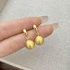 Retro Brushed Metal Ball Stud Earrings - Elegant, High-End, Versatile Fashion for Women