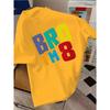 Children Crew Neck Short Sleeve T-Shirt with BRO I'M 8 Letter Print
