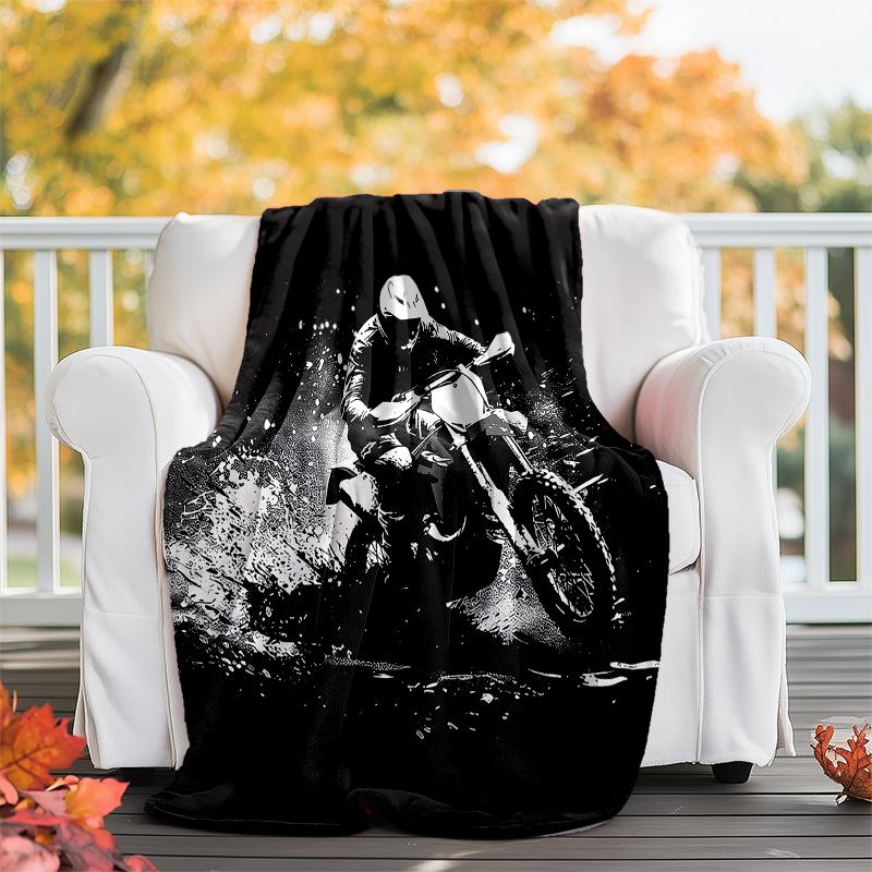 Coperta a Tema Stampata con Motivi di Moto da Fuoristrada - Perfetta per Divano, Letto, Viaggi e Uso Esterno | Lavabile in Lavatrice, Accogliente e Resistente.