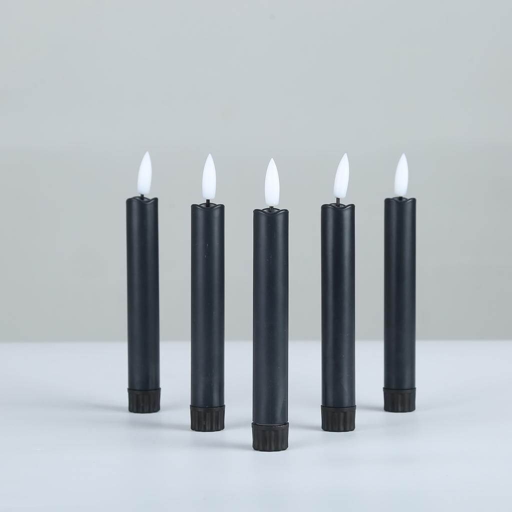 3 oder 6 Stück Beige/Schwarz Raum Dekorative Weihnachten Halloween Kerzen, 6,5 Zoll/10 Zoll Kunststoff Valentinstag Kerzenlicht Feiertag