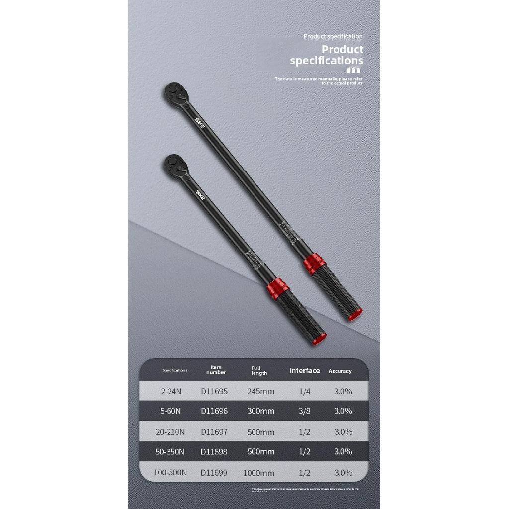 1/4  1/2 Torque Wrench with Adjustable Fast Torque and 72 Teeth Bi-directional Precision Ratchet More Suitable for Narrow Spaces