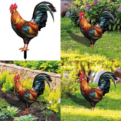 Rooster Statues Iron Chicken Sculptures Chicken Decorations