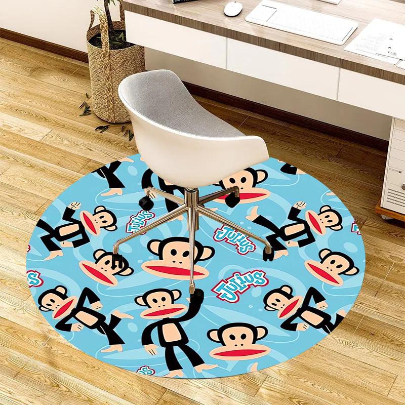 1pc Paul Frank Julius Monkey Pattern Round Carpet, Made of Polyester,Perfect for Decorating Office Chairs, Living Rooms Fplt147