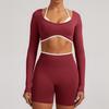 Seamless Yoga Set Long Sleeve Fitness Wear With Moisture Wicking For Women Outdoor Running