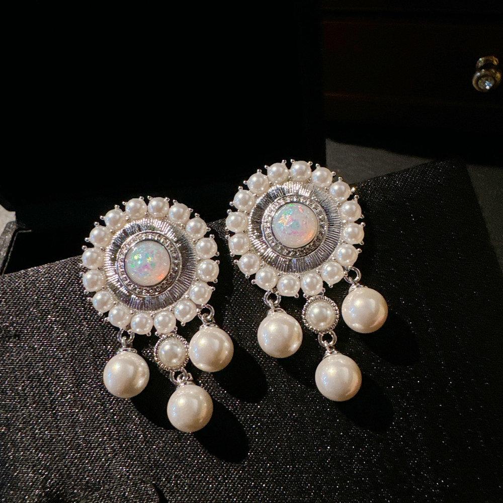 Винтажные Серьги-подвески с Опалом, Резные, Sotheby S, Серьги с Кисточками из Малахитовых Зеленых Бусин, Касающиеся Плеча