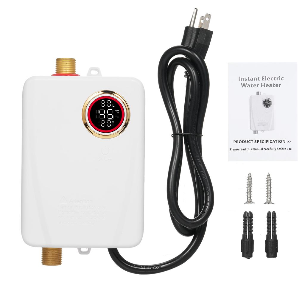 Anında Su Isıtıcı 3500W 220V Beyaz Mini Tankless Anında Sıcak Su Isıtıcı Banyo Mutfak