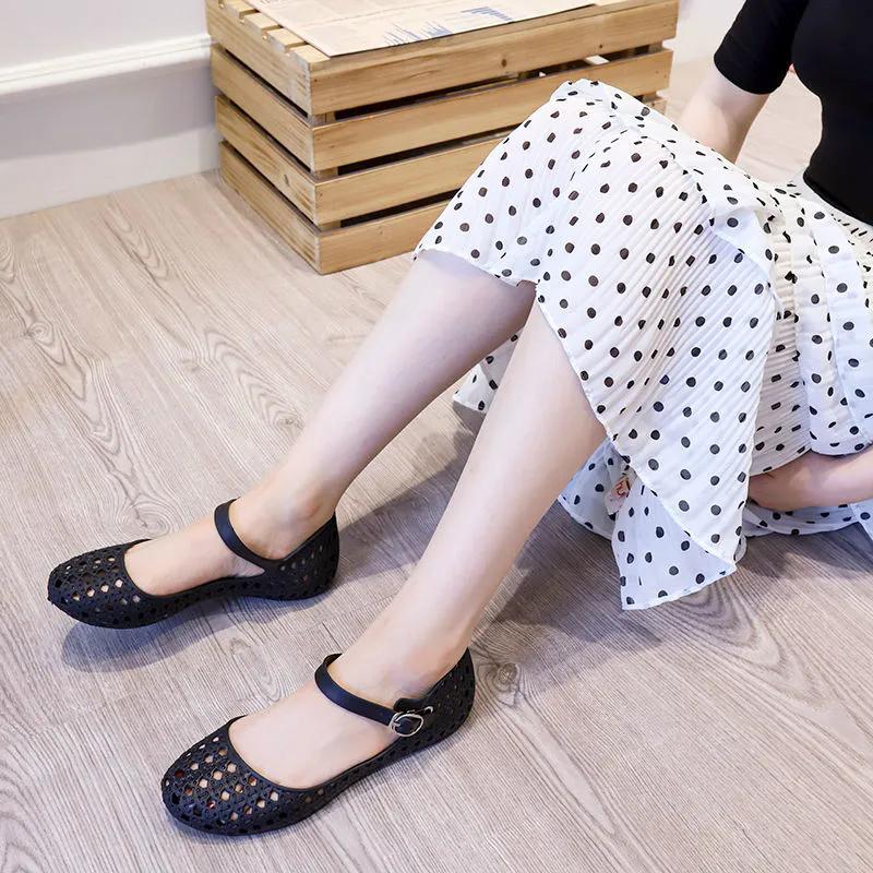 WTEMPO Dámské prodyšné sandály s dutým designem, silným podpatkem a protiskluzovou podrážkou, ležérní, jarní a letní, velká velikost, jednobarevné, chladivé boty