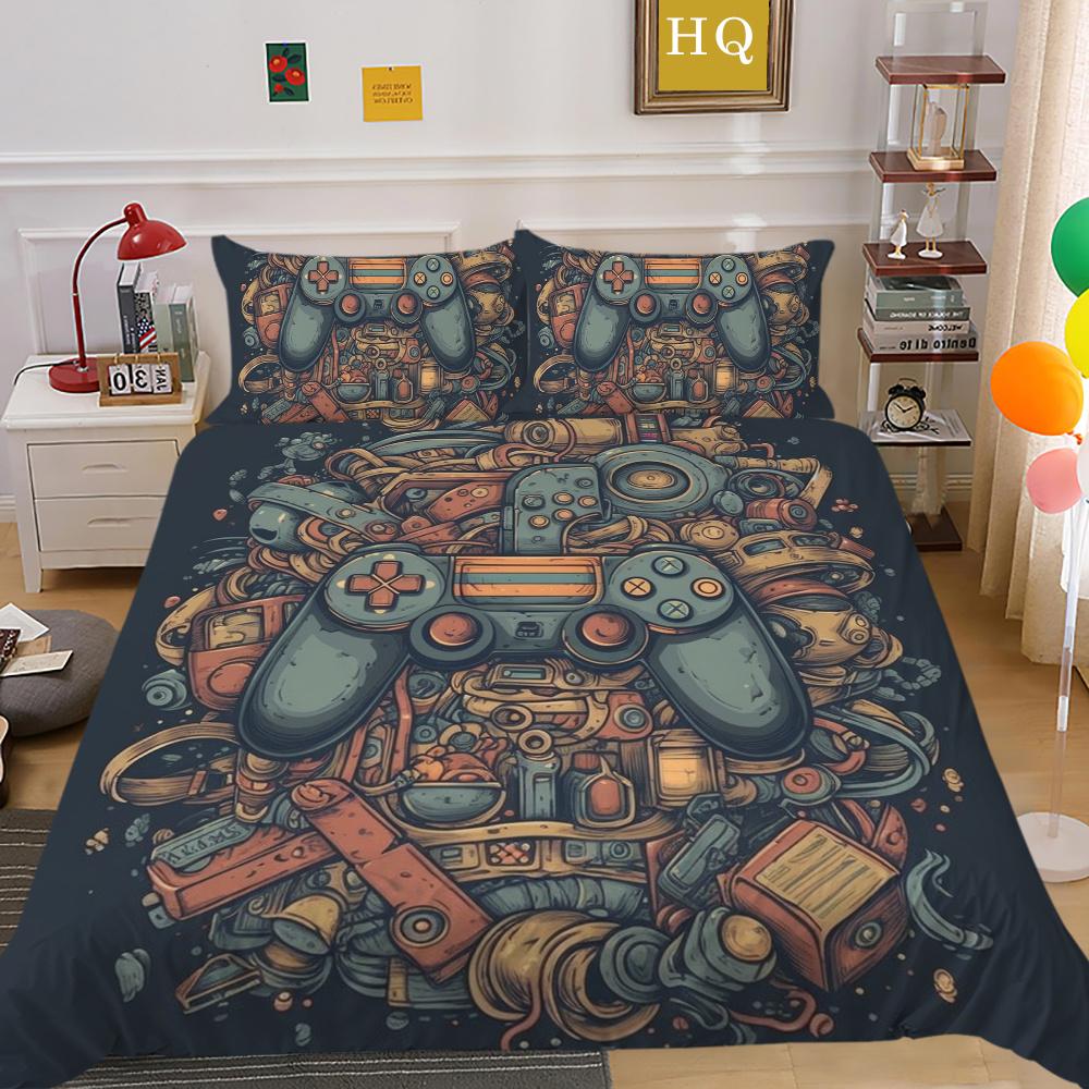 Capa de Edredom Estilo Jogo para Meninos Colchas para Casa Conjunto de Roupa de Cama Tamanho Queen Capa de Roupa de Cama da Moda Ternos de Roupa de Cama para Adolescentes