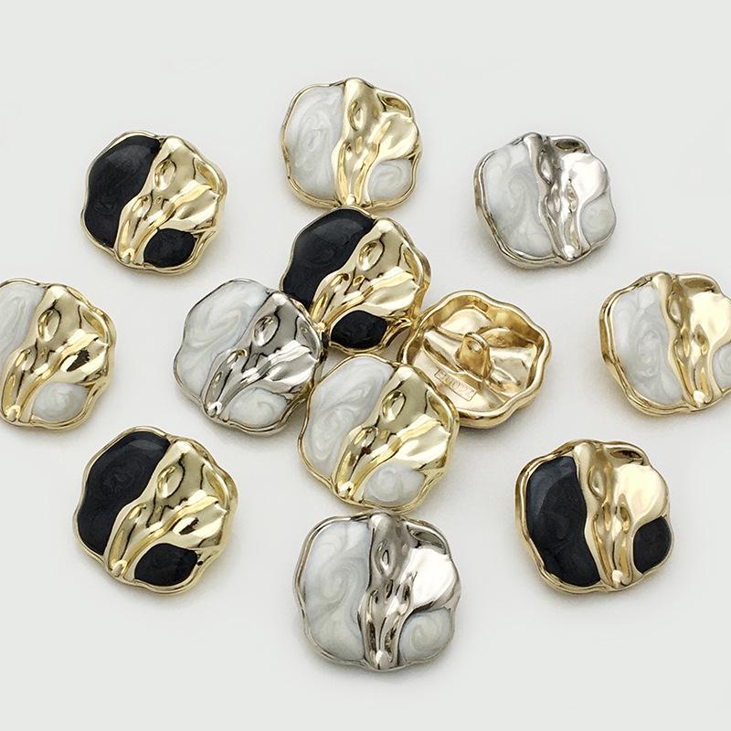 10 Piezas Botones de Chaqueta de Color de Moda con Forma Especial Botones Irregulares de Metal para Abrigo Suéter Botón de Costura DIY con Caña