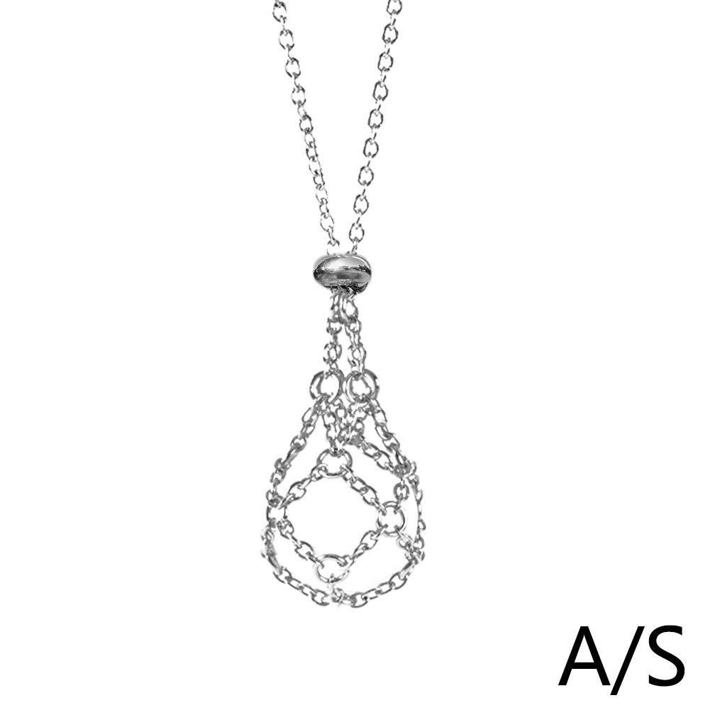 

Ожерелье-сетка из нержавеющей стали для кристаллов, унисекс, держатель для коллекционирования камней, сменная клетка для кристаллов, регулируемая цепочка, не тускнеет