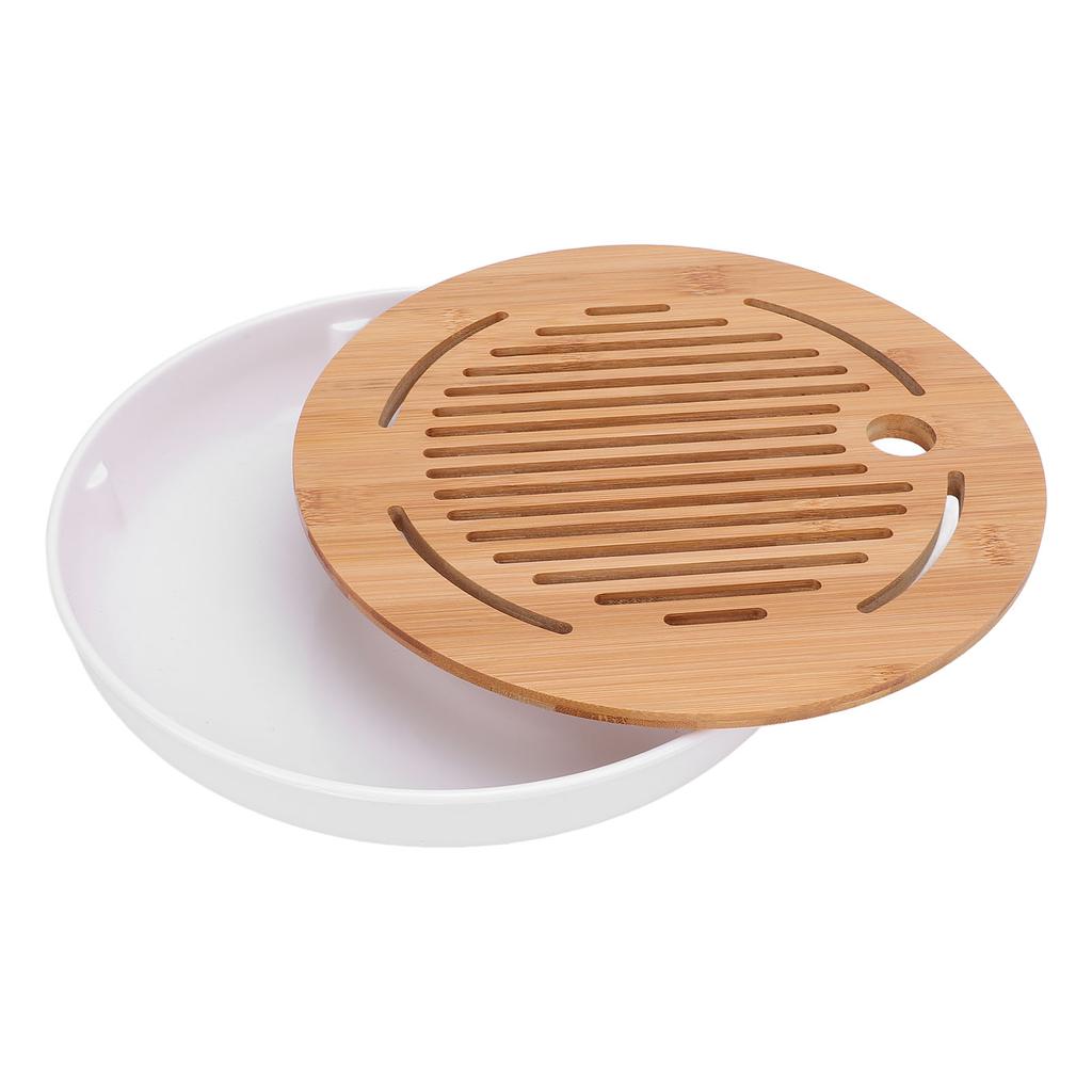 Tea Tray 10 Inch Round Shape Modern Stylish Chinese Kung Fu Tea Serving Tray for Home and Office