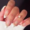 24 Pcs Almond Acrylic Nail Set Press On Nail with Milky French False Nail Manicure for a Sophisticated Look