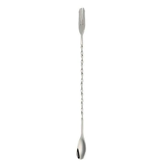 Dual Head Bar Spoon, Cocktail Mixing Spoon, Cocktail Stirrers with Long Handle, Stainless Steel Drink Stirrers with Trident Tip for Coffee