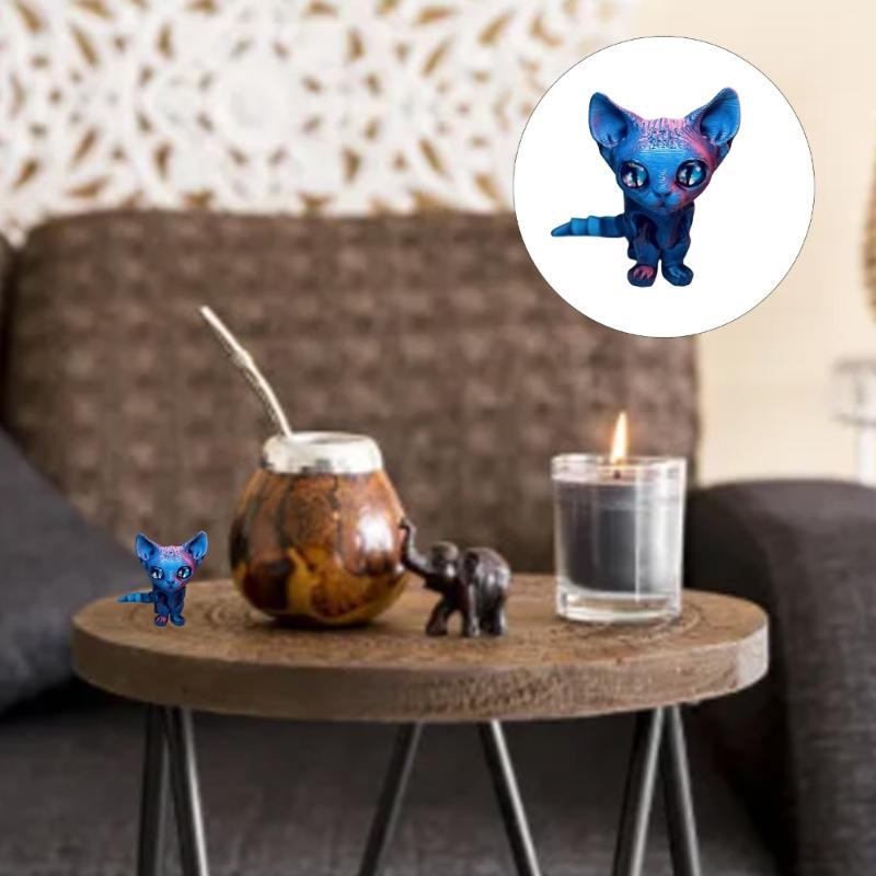 Flexible Joints Articulated Cats Fidgety Toy Desktop Pet Decorations 3D Printed Cats,Realistic Hairless Cats Statues