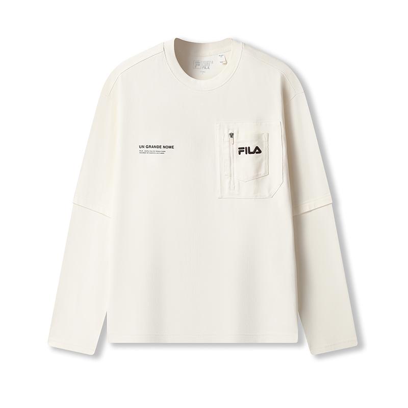 New FILA ORIGINALE T Shirts Men's Pudding Cream White IV F11M539205F-IV