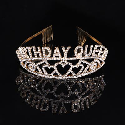 Party Tiara Crown Diamond Birthday Queen Letter Headband Hair Crown Queen Birthday Crown