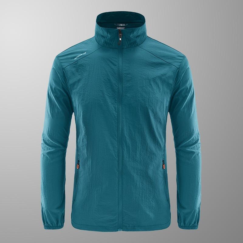 

Лето 2025 Мужская одежда Ультратонкая дышащая куртка с воротником-стойкой и защитой от ультрафиолета Рыболовный костюм Мужская кожаная одежда 4XL