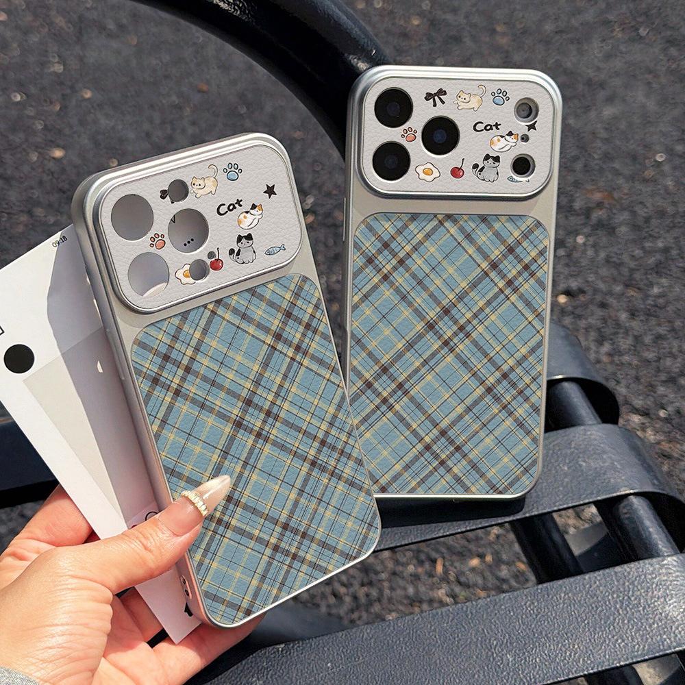 Tilt plaid is suitable for Apple 17 mobile phone case iPhone15promax all-inclusive 16Pro leather pattern 14 simple ins