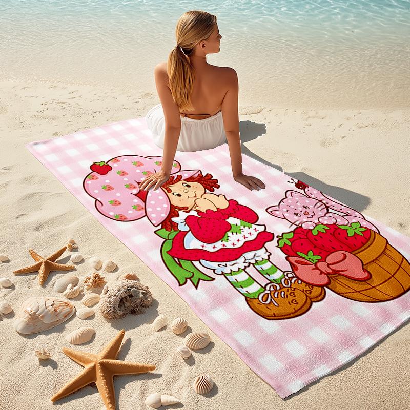 1pc Strawberry Princess6 Beach Towel, Comfortable and Thick, and Swimming/Bath/Picnic/Camping Towel, Suitable for Seaside Beaches