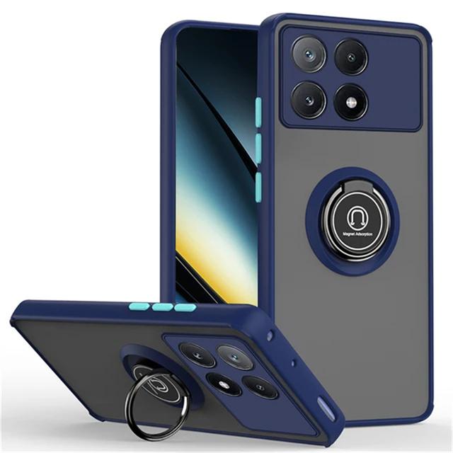 

Противоударный бронированный матовый чехол для Poco F6 X6 Pro F5 F4 F3 M5 M4 Capa для Poco X5 Pro X4 GT X3 NFC Магнитный держатель для кольца чехол для телефона For Poco M3 Pro 5G темно-синий