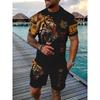 Leisure Sports Set Breathable Outdoor Men's T-shirt Shorts Summer 3D Printed Adult Set