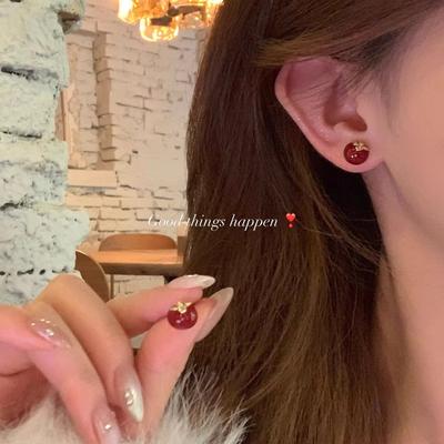 Red Persimmon Ruyi Earrings Women'S Light Luxury High-End New Earrings Niche Earrings Earrings