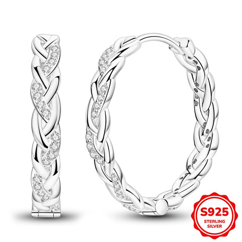 925 Sterling Silver Cubic Zircon Earrings Double  For Women Heart Star Moon Earrings Elegant Birthday Jewelry Gifts