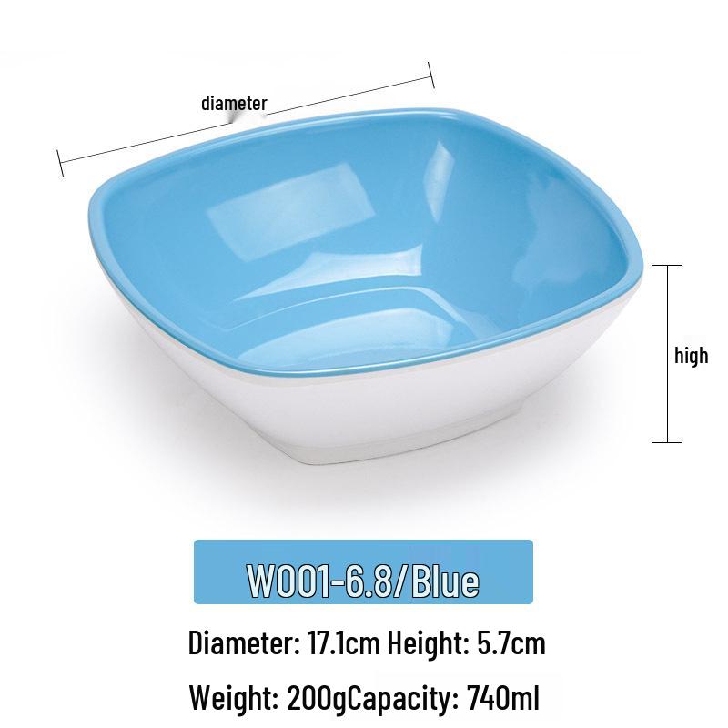 Melamine Imitation Porcelain Square Plastic Bowl for Restaurants and Hotels - Perfect for Fast Food, Barbecue, Bibimbap, and Desserts.