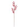 Red Berries, Artificial Red With Stem 3 Branches Holly Berries Simulation Fake Flower