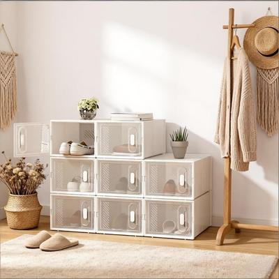 Shoe Storage Box,Stackable Storage Box,Modular Shoe Rack,Bookshelf,Toy Organizer,Wardrobe,Bathroom Cabinet(only with 8Pcs Storage Box)