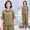 Loose Fit Plus Size Summer Two-Piece Set for Middle-Aged Women