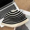 Sweet Knitted Striped Bucket Hat Women's New Autumn and Winter Wool Basin Hat