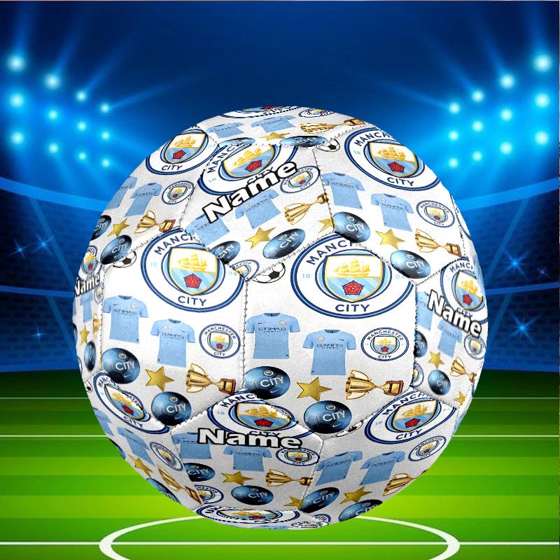 Individueller Name Personalisierter Manchester City FC-A Druck Größe 5 Fußball Training & Spiel Fußball, für Team, Kicken, Geschenk für Fußball-Enthusiasten