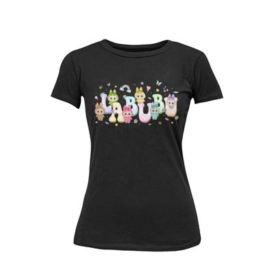 Figure Labubu Kawaii Monstre Mignon Objet de Collection Coton T-shirt Femme Homme Femmes T-shirts Haut Ajusté