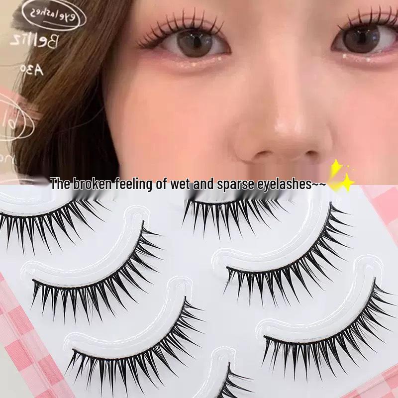 Dream Deer Girl Group Wet Look Reusable Natural False Eyelashes - Korean Style with Black Stem