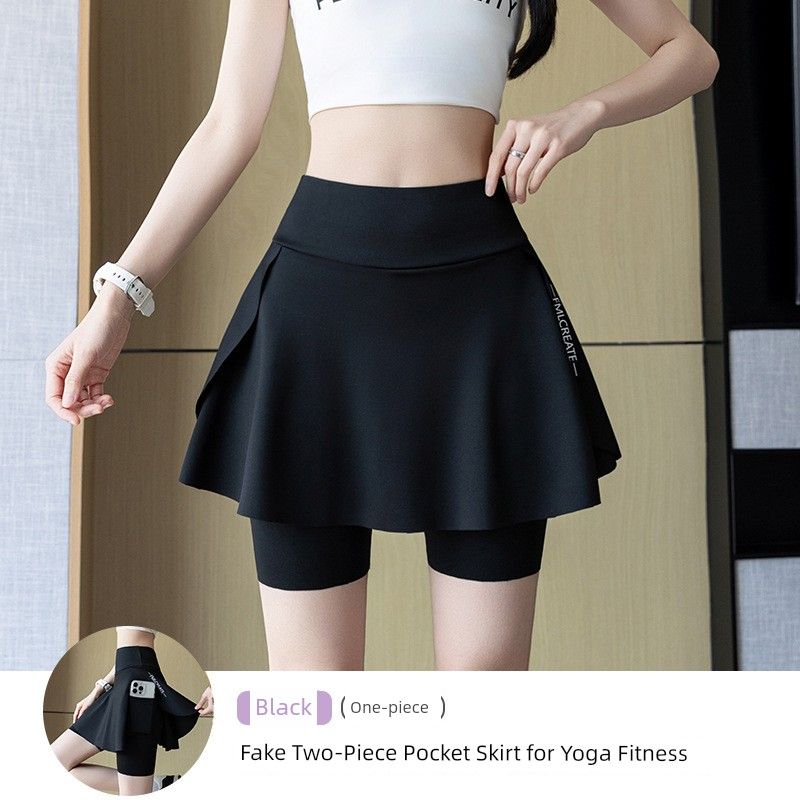 

Fake Two-Piece Plus Size Culottes Women s Summer Outwear Pocket Three-Point Shark Pants Fashion Tape Outdoor Cycling Yoga Shorts Black XL [Suggested 60.00 kg-70.00 kg]]