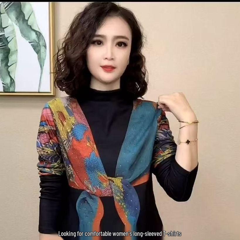 Plus Size High Neck Long Sleeve Slimming Top - Autumn  Winter Fashion 3XL