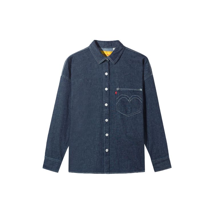 Levis Передний карман Воротник Длинный рукав Джинсовая куртка Женские куртки Синий A1001-0000 S
