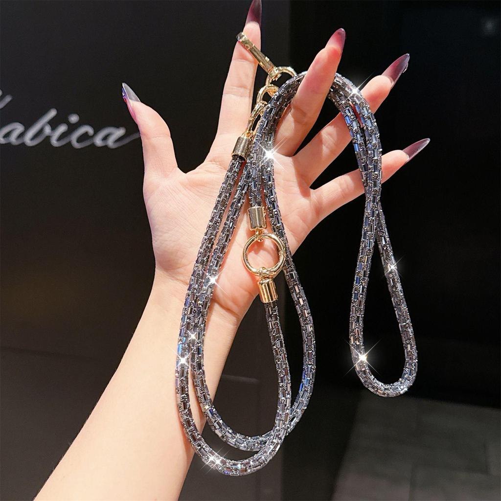 Hot Sale Fashionable 3-in-1 Rhinestone Crossbody Lanyard: Wear as Bracelet or Necklace with Long & Short Multifunctional Chain