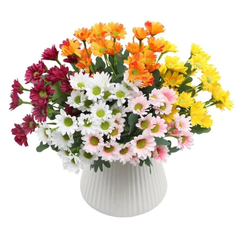 Silk Petal Artificial Outdoor Sunset Mums Flowers 21 Heads Simulated Flower for All Season