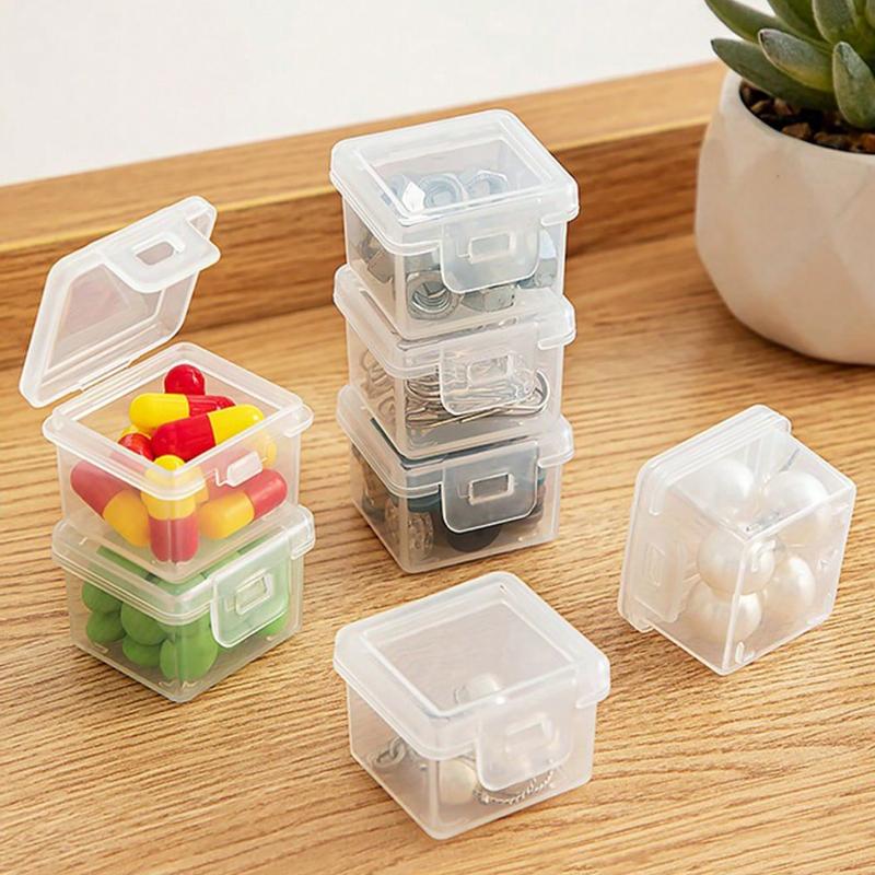 10PCSClear Jewelry Storage Box Portable Earplug Pill Storage Case Jewelry Beads Container Lid Multipurpose Organizer for Hardware Small Craft Gadgets