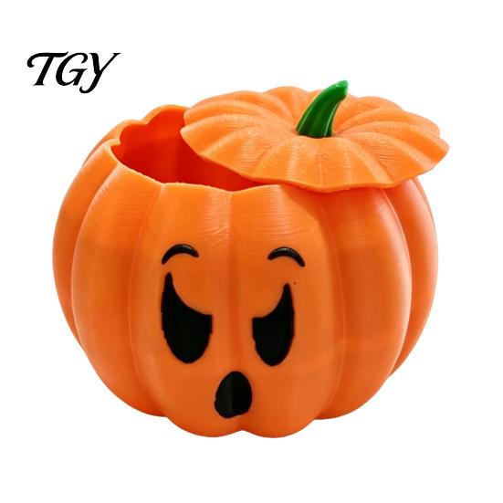 Cute Pumpkin Trinket Case 3D Printed Devil Storage Box with Lid, Funny Ghost Face Decor Halloween Decoration, Desktop Organizer for Jewelry And Small